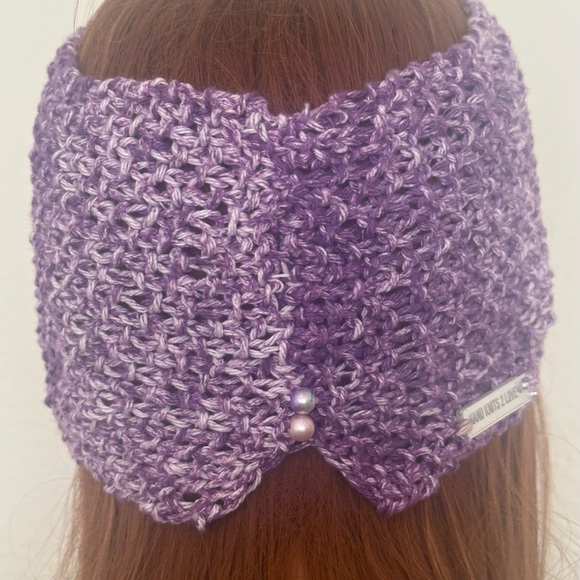 Hand Knits 2 Love cotton Headband Headwrap Bandana Satin Flowers Beads Ombre Hip